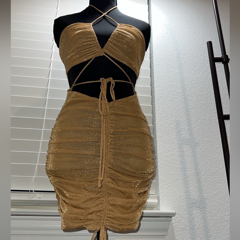 ✨Oh Polly Mini Dress in Gold✨ - NWT Size S(2) - Picture 7 of 17